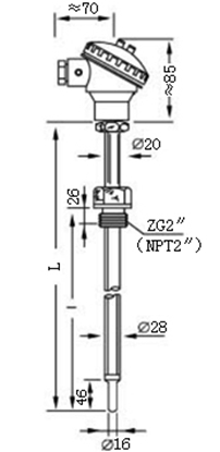 煙道、風道熱電偶